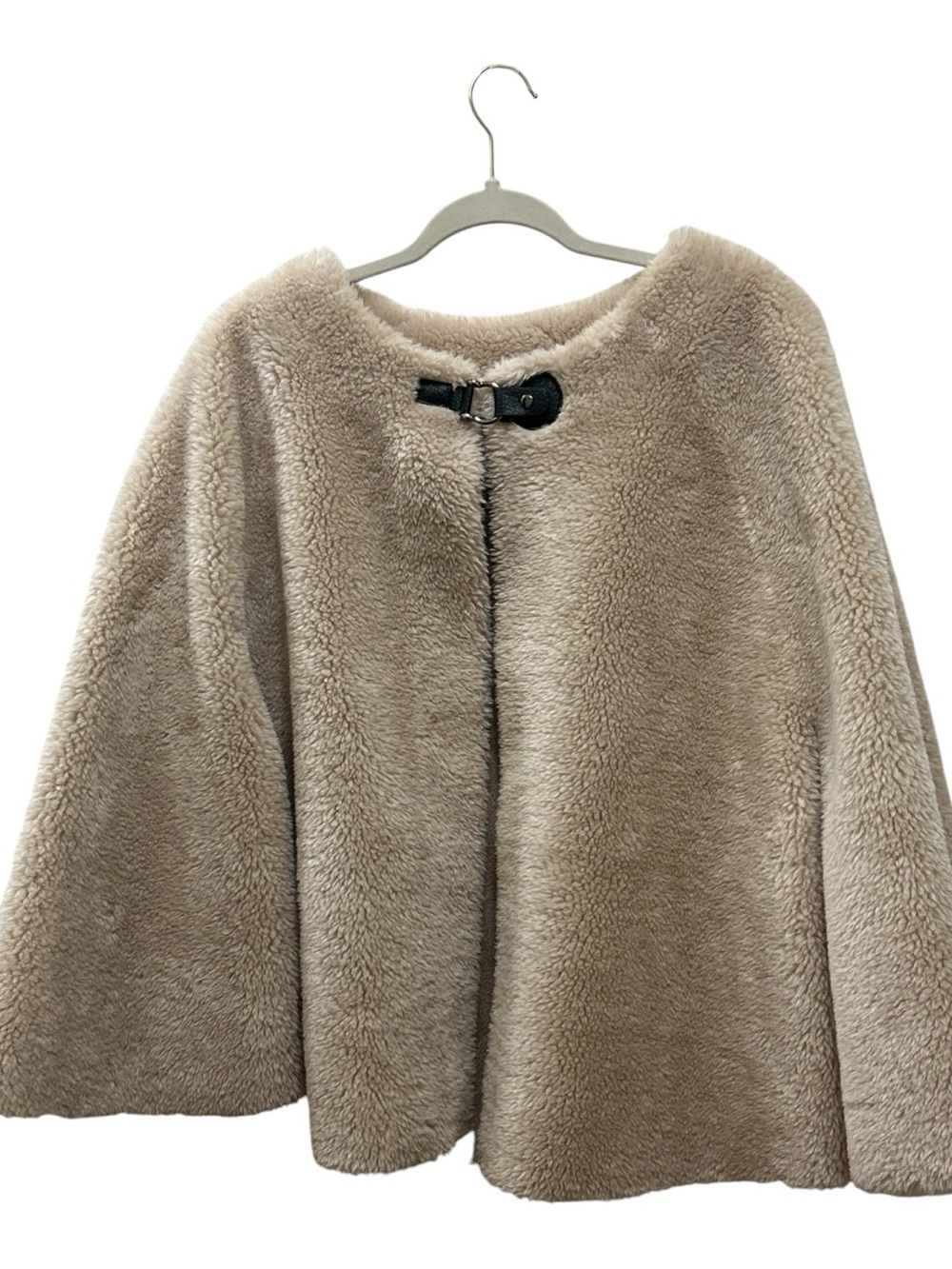 Rachel Zoe Tan Faux Shearling Cape Coat Wrap - OS
